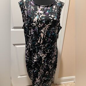 Massimo Black and Purple Patterned Midi Dress